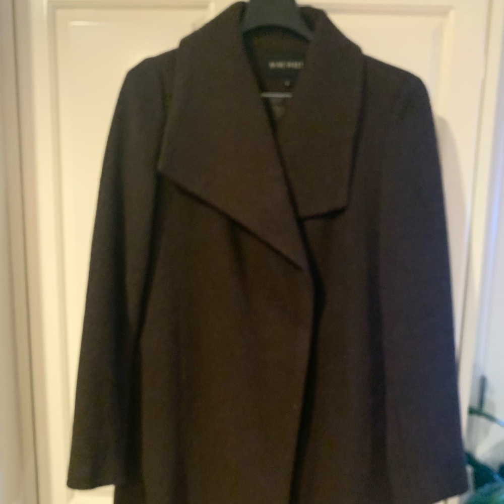 Nine West brown shawl collar knee high coat